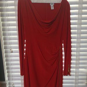 Red Cache Dress with gold zipper detail